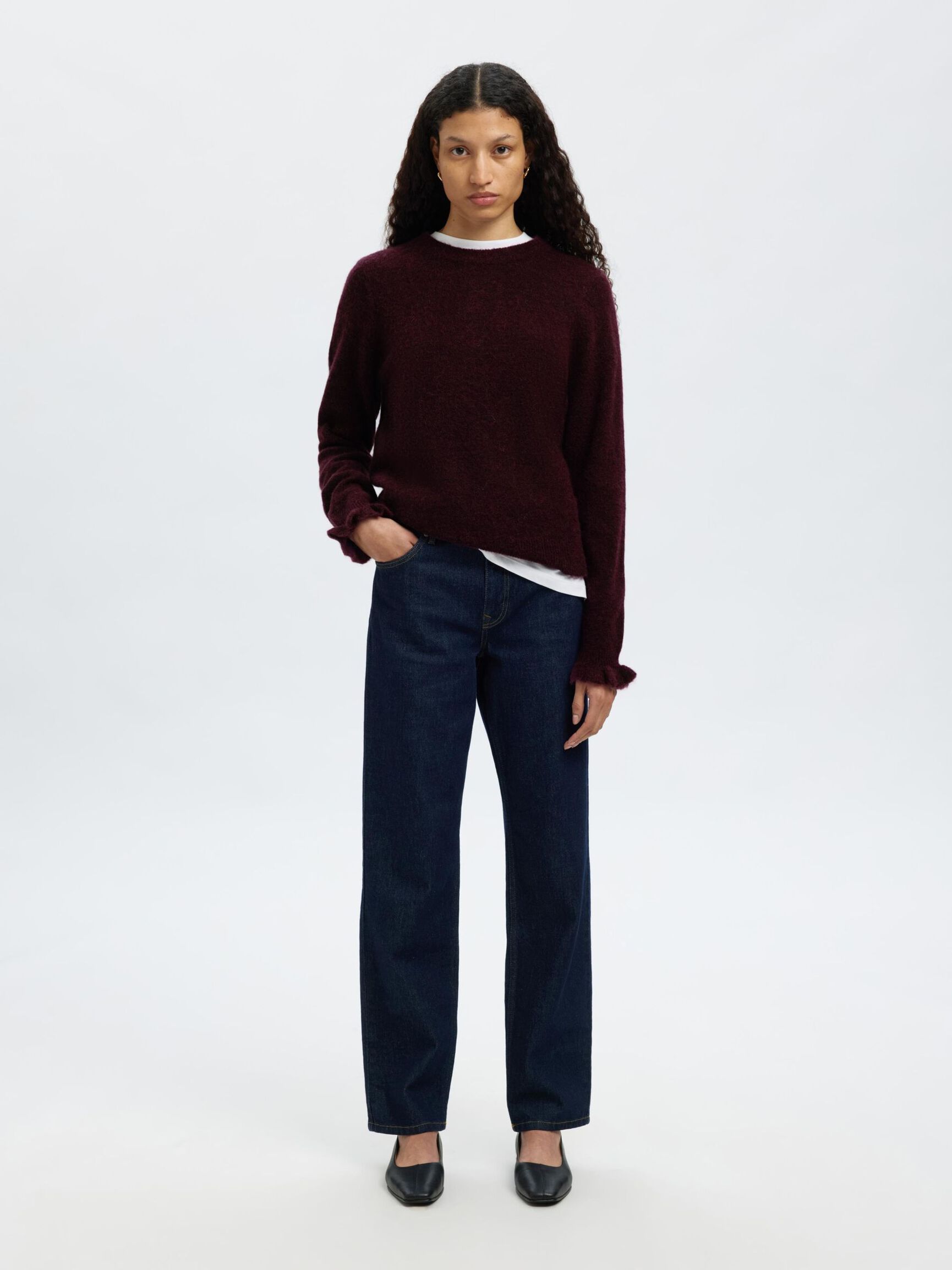WOLLGEMISCH RÜSCHENÄRMEL PULLOVER, Fig, highres