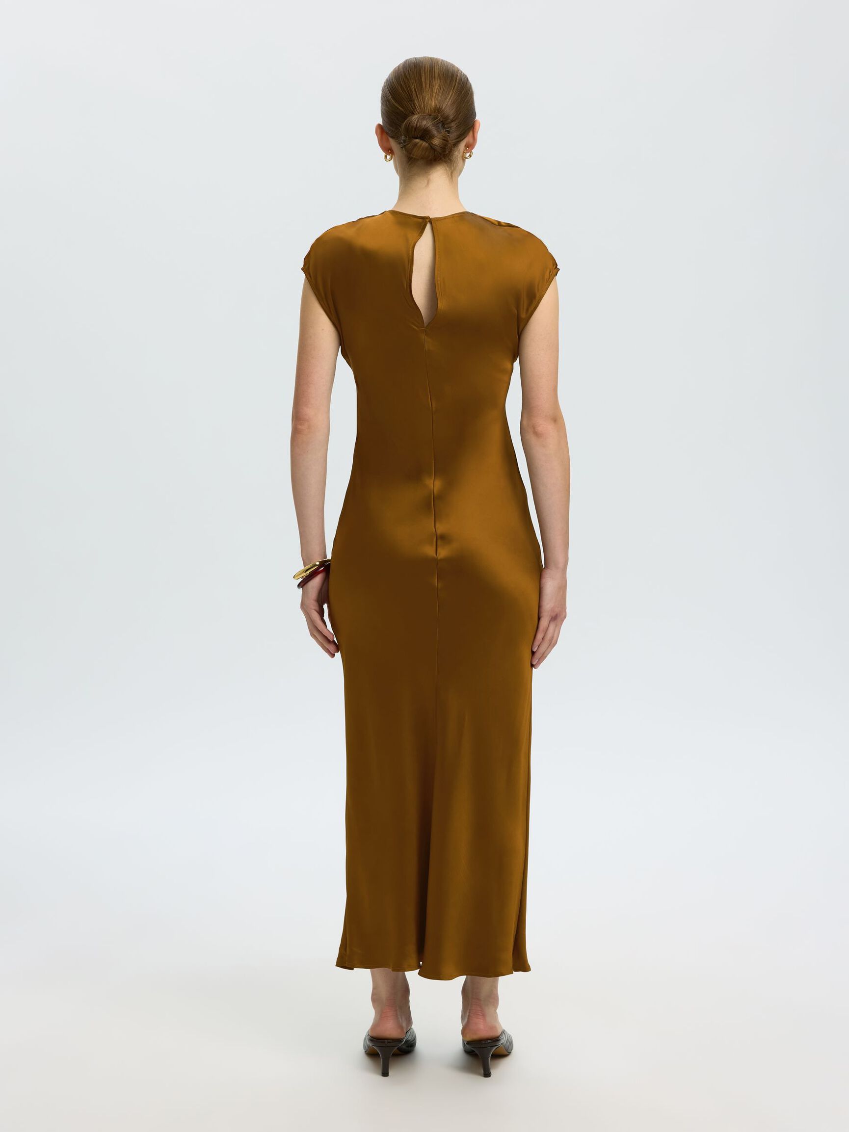 SATIN MAXI DRESS, Monks Robe, highres