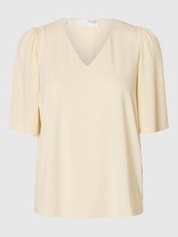 LOOSE FIT V-NECK TOP, Birch, highres