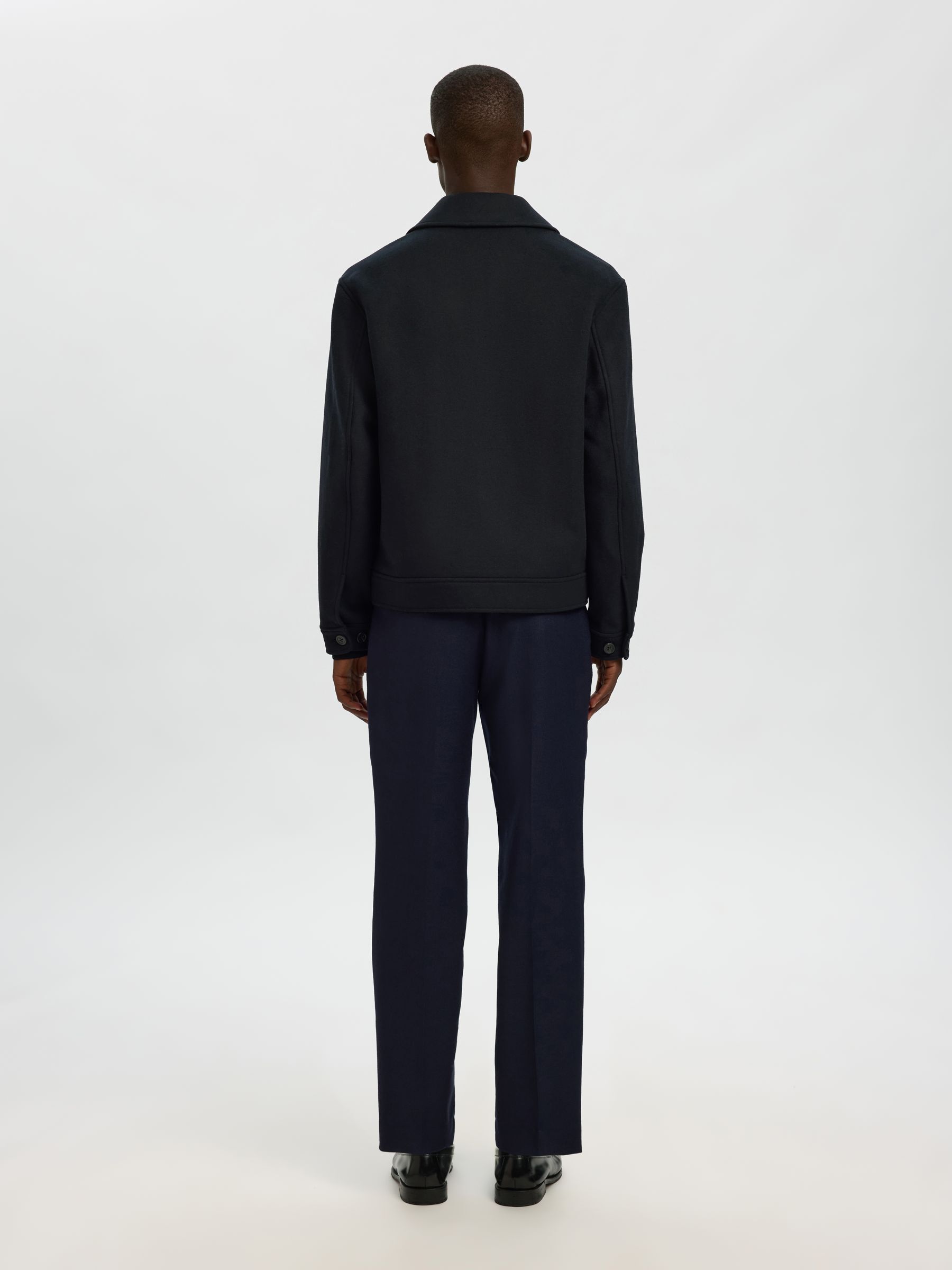 WOOL BLEND SHORT JACKET, Black, highres