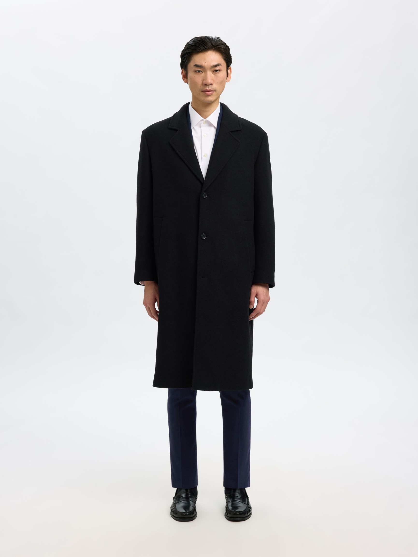 WOVEN WOOL BLEND TROUSERS, Navy Blazer, highres