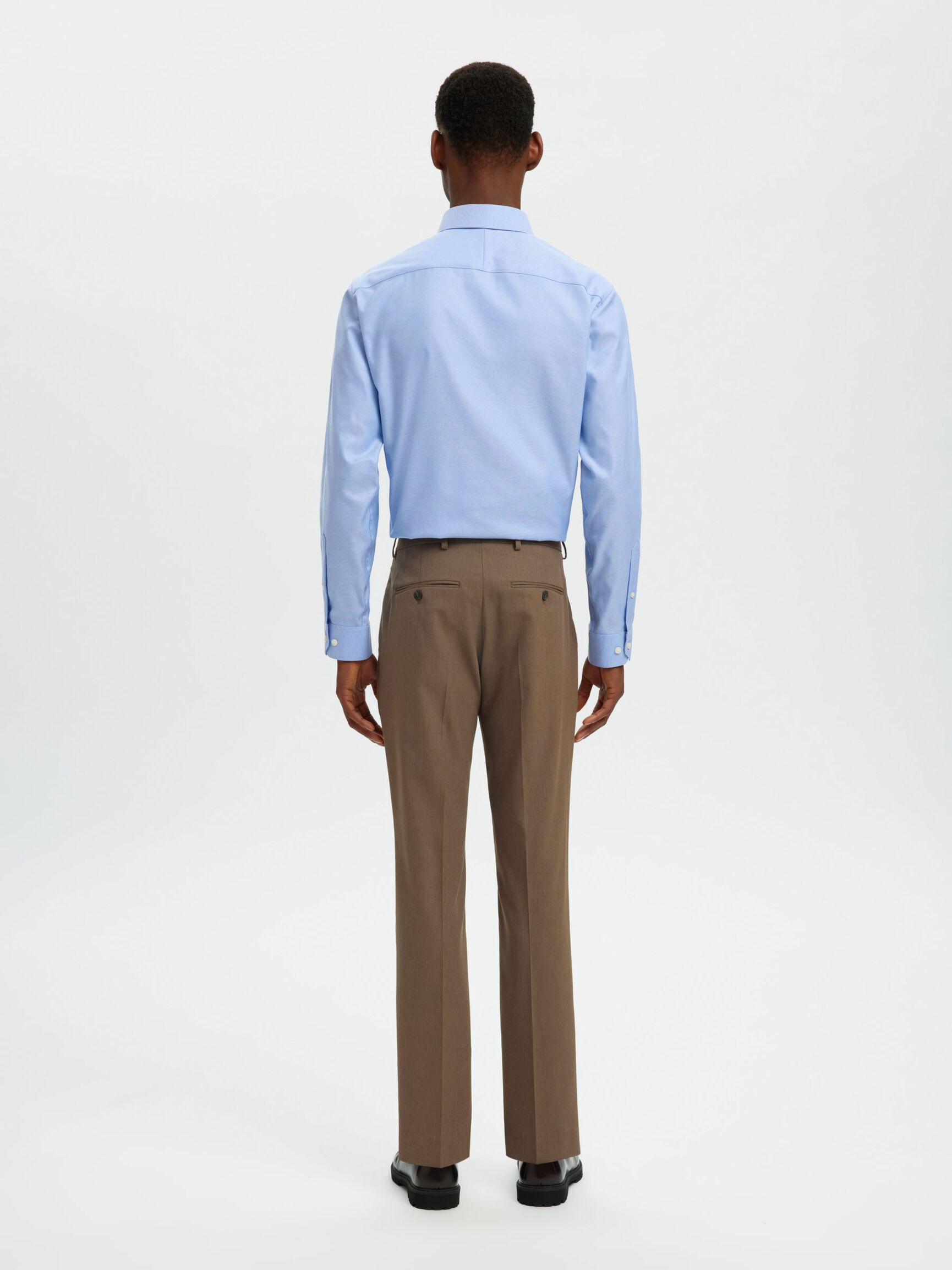 WOVEN WOOL BLEND TROUSERS, Kelp, highres