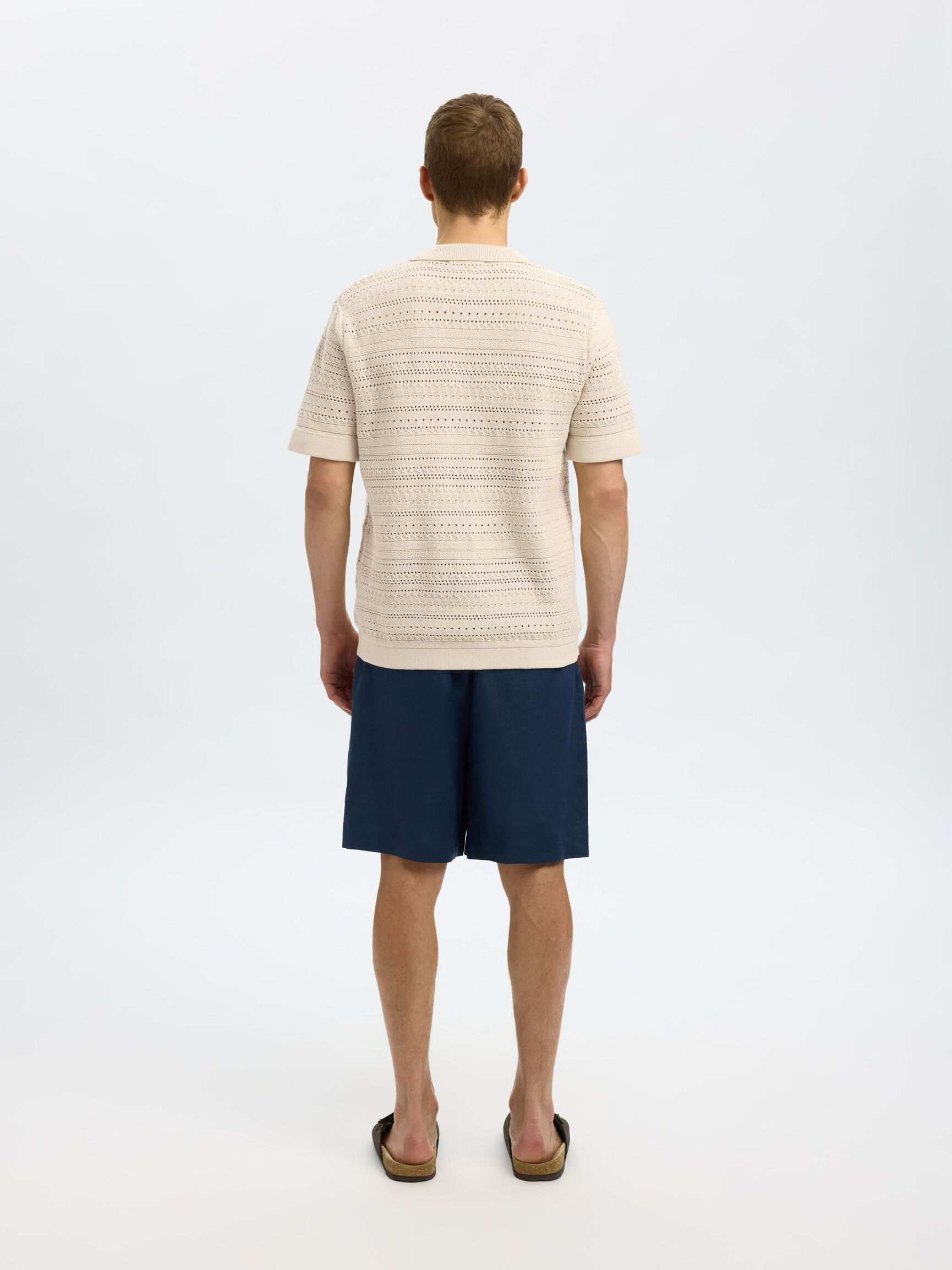 KNITTED SHORT SLEEVED SHIRT, Oatmeal, highres