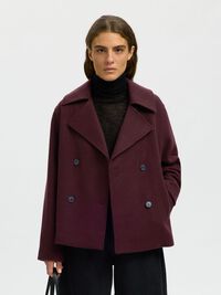 WOOL BLEND DOUBLE-BREASTED JACKET, Tawny Port, highres