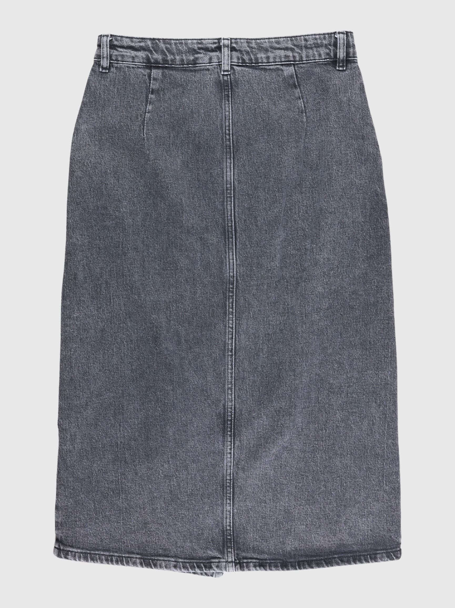 DENIM MIDINEDERDEL, Dark Grey Denim, highres