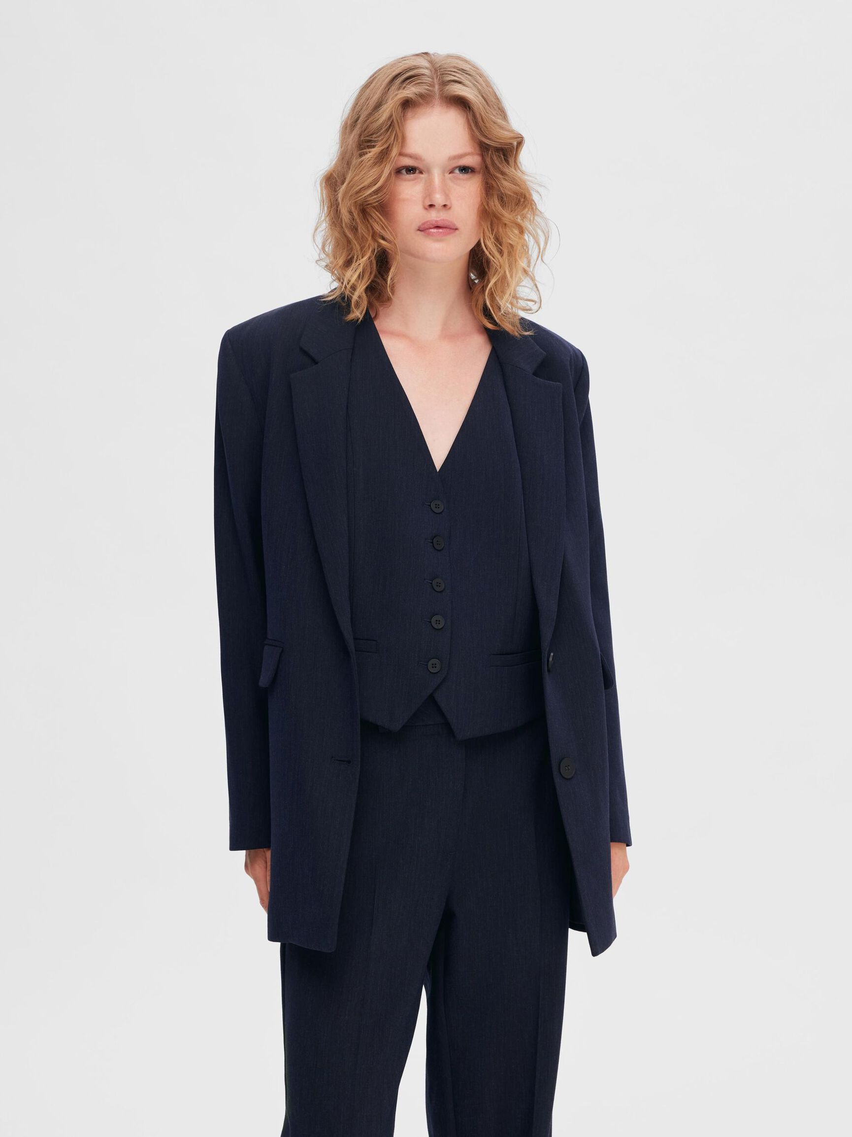 VISKOSEBLANDING SKRÆDDERSYET VEST, Dark Sapphire, highres