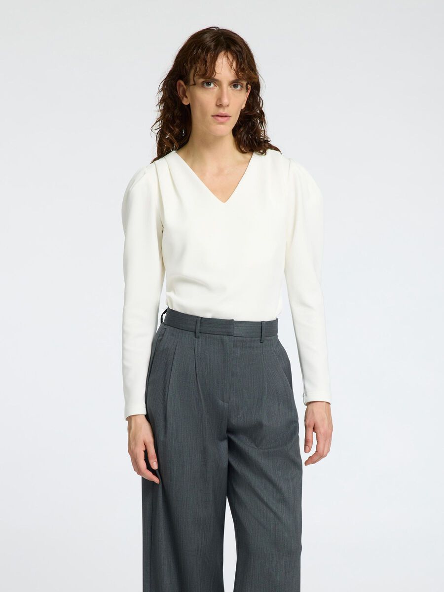 Selected DRAPED V-NECK TOP, Snow White, highres - 16096011_SnowWhite_003.jpg