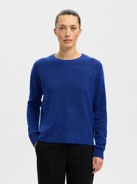 LONG-SLEEVED KNITTED JUMPER, Dazzling Blue, highres