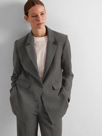 VISCOSEMIX RELAXED BLAZER, Dark Grey Melange, highres