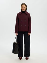 WOOL BLEND DOUBLE-BREASTED JACKET, Tawny Port, highres