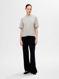EMBROIDERED T-SHIRT, Light Grey Melange, highres