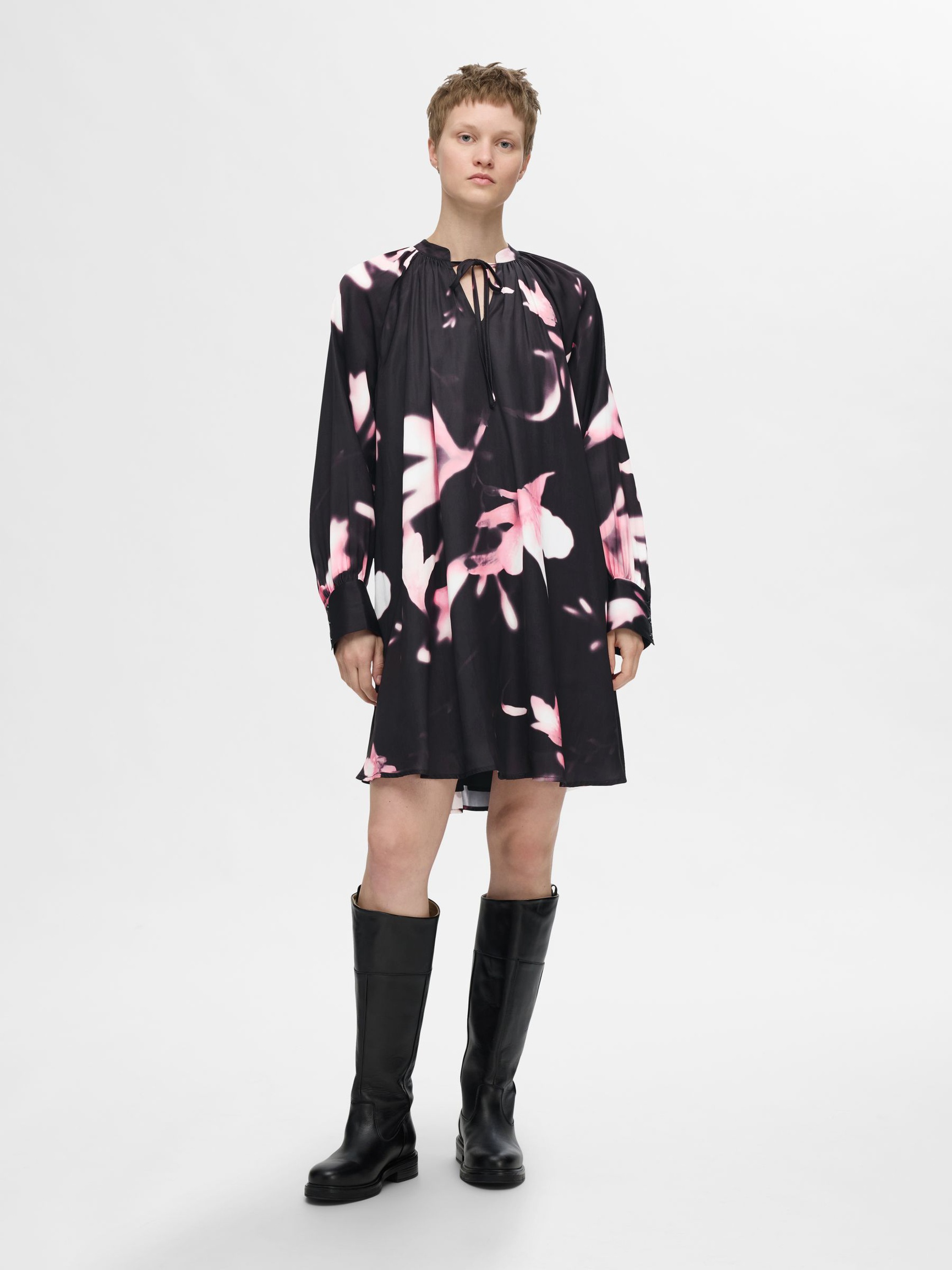 PRINTED MINI DRESS, Peony, highres