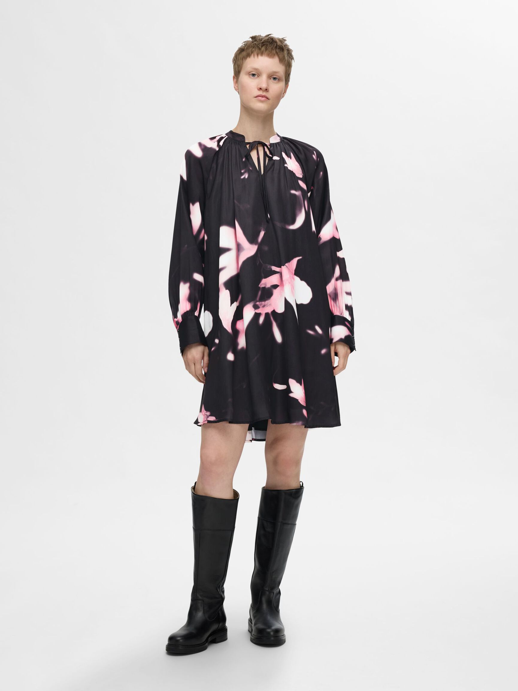 PRINTED  MINI DRESS, Peony, highres