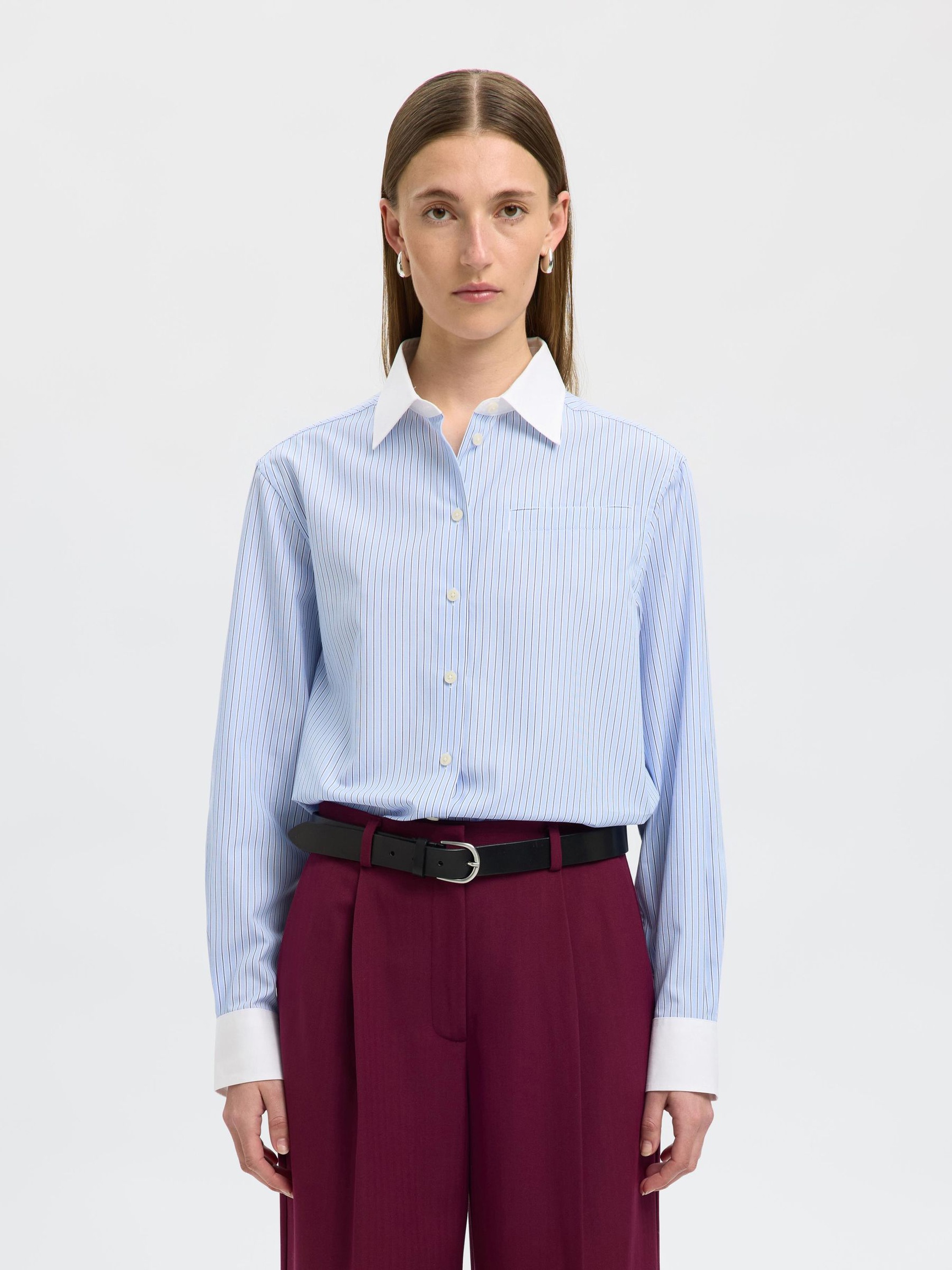 RELAXED FIT KATOEN OVERHEMD, Cashmere Blue, highres