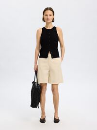 STRICK TOP, Black, highres