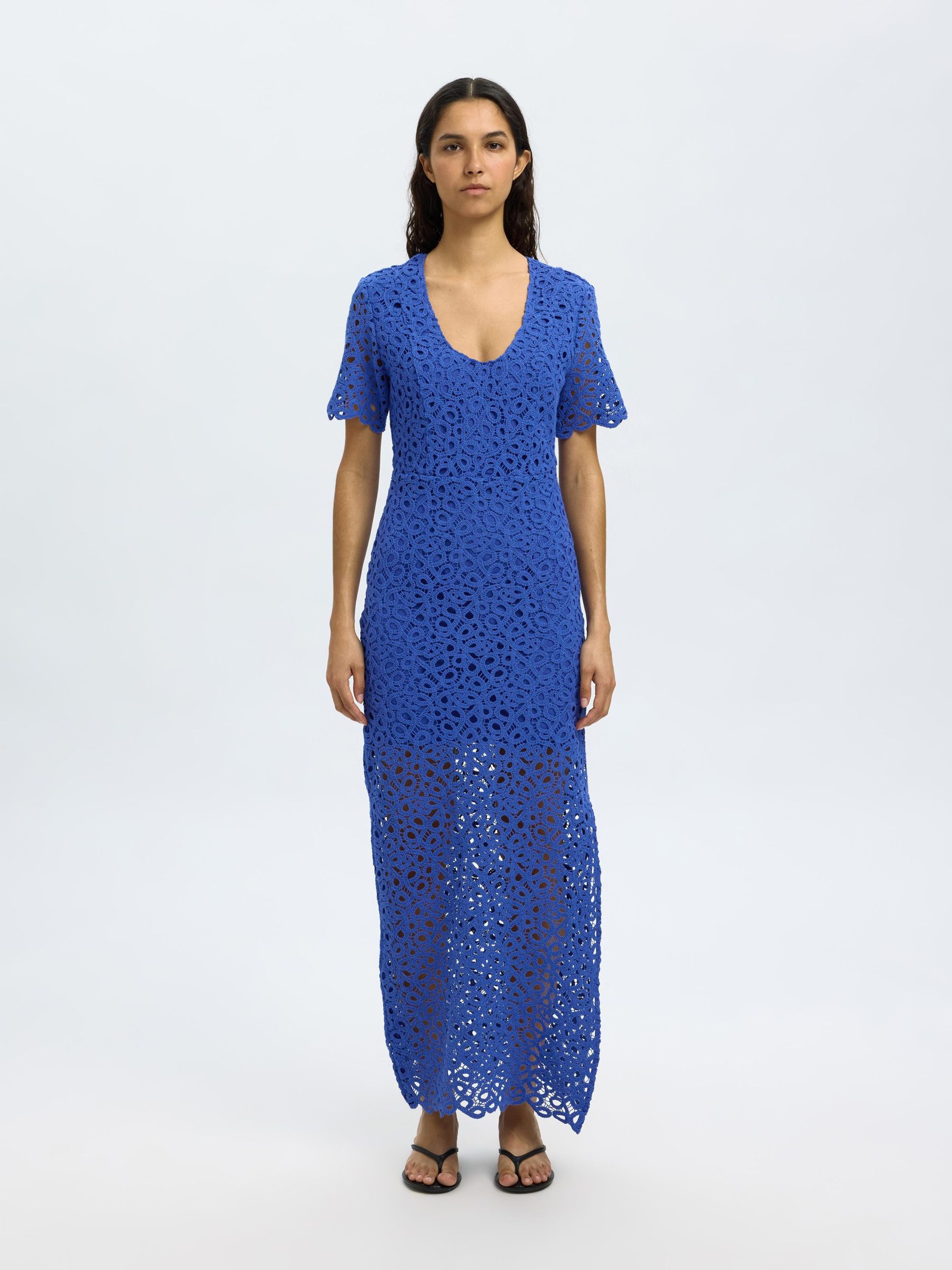 HÄKEL-LOOK MAXIKLEID, Dazzling Blue, highres