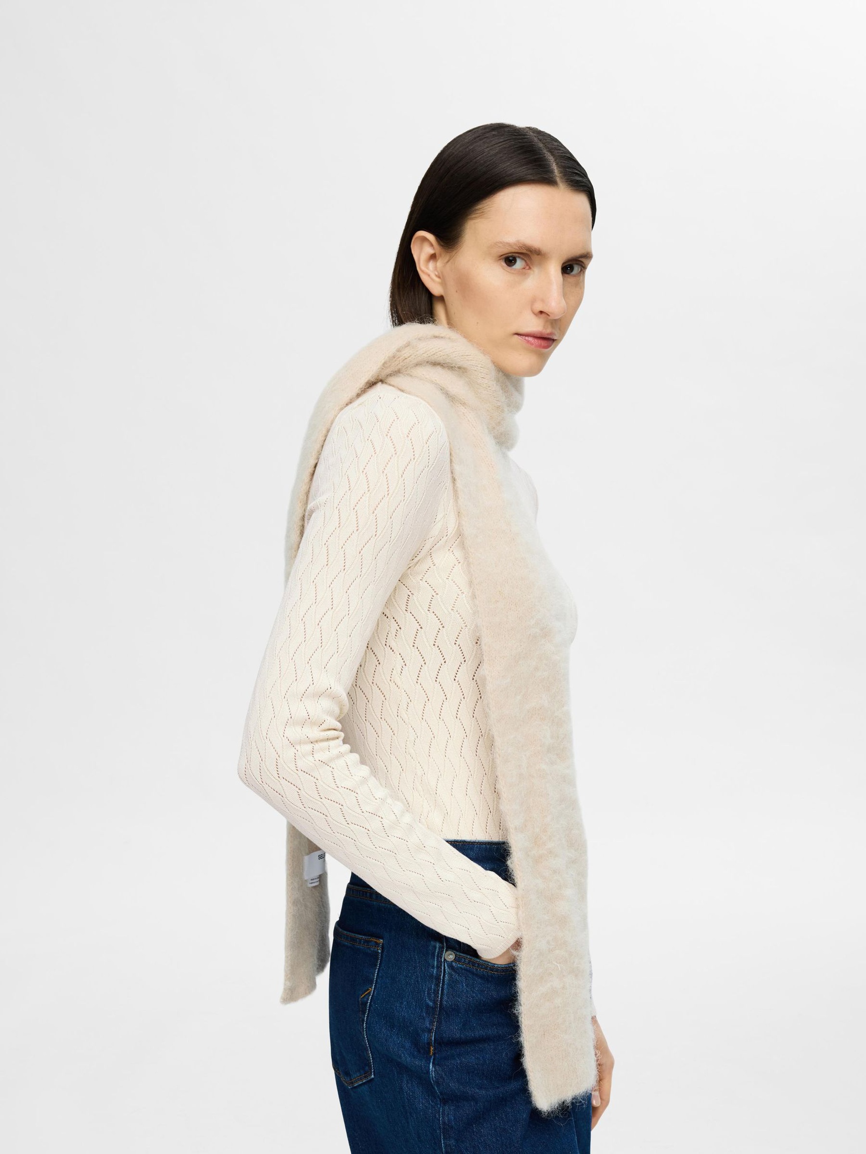 VISCOSE BLEND KNITTED TOP, Birch, highres