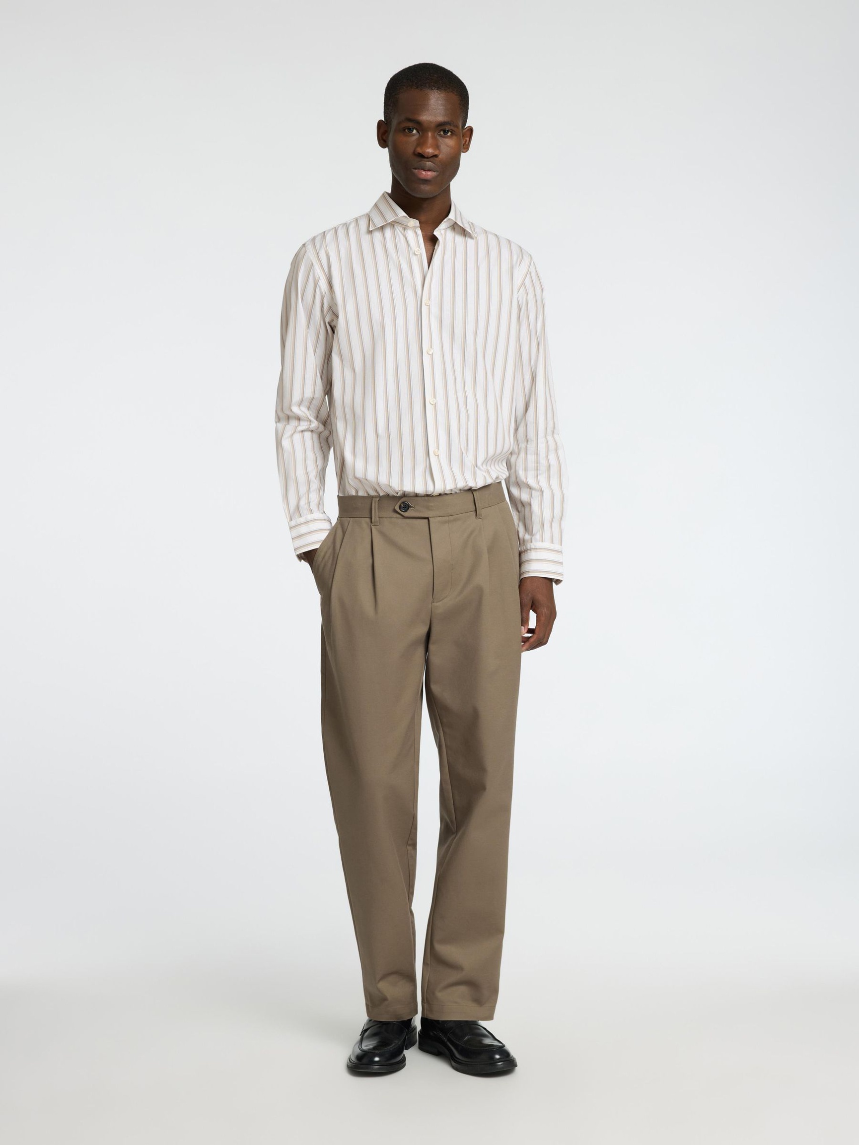 STRIPED SLIM FIT SHIRT, Bright White, highres