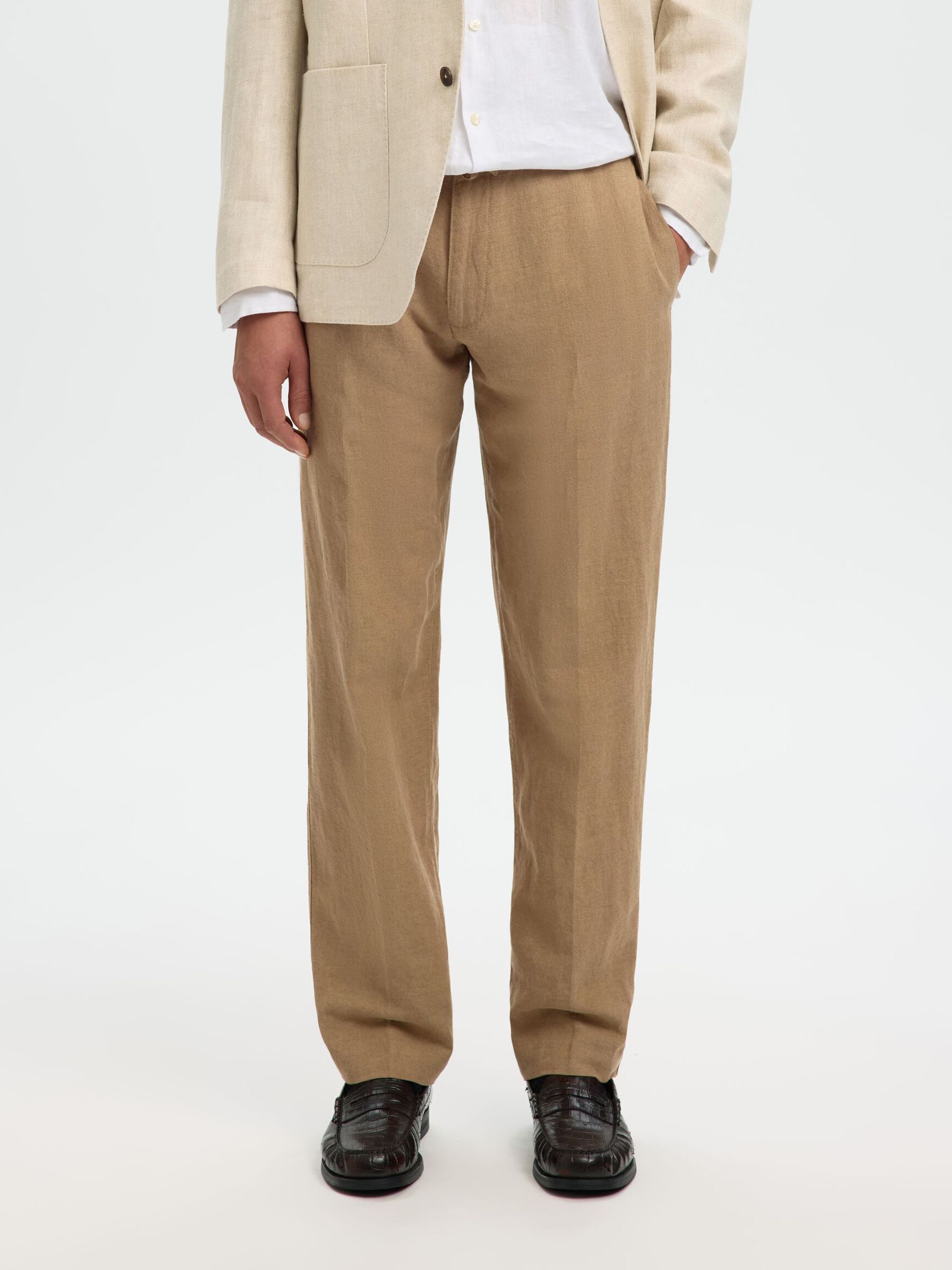 196 STRAIGHT FIT LINEN-BLEND TROUSERS, Caribou, highres