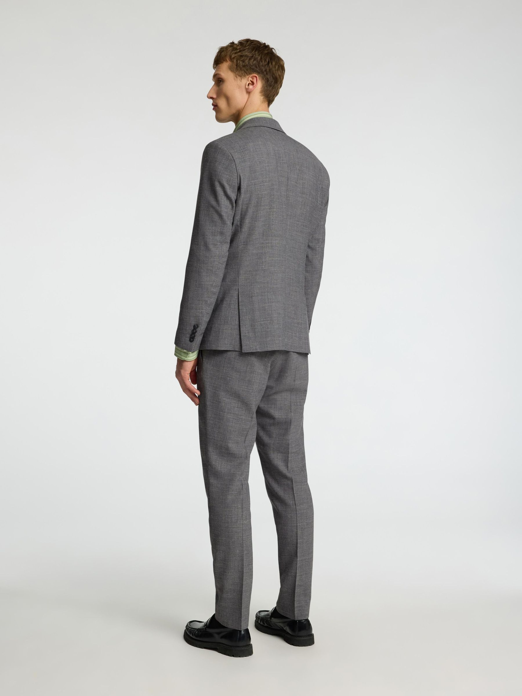 SLIM FIT SINGLE-BREASTED BLAZER, Grey, highres