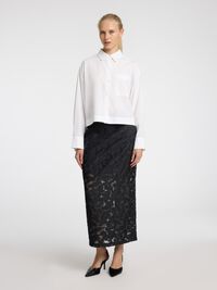 BLOEMENPRINT MAXI ROK, Black, highres