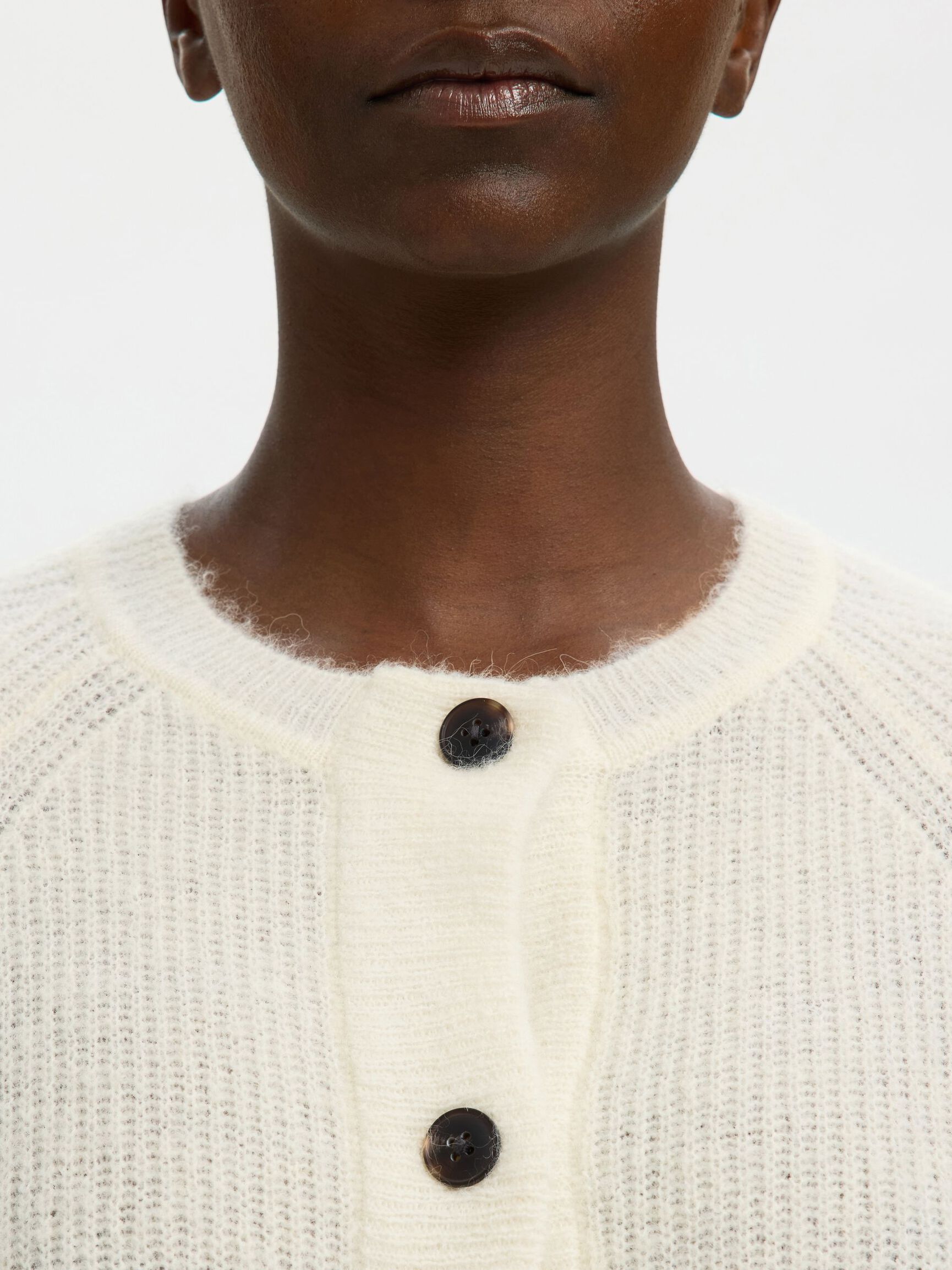 WOOL BLEND CARDIGAN, Snow White, highres