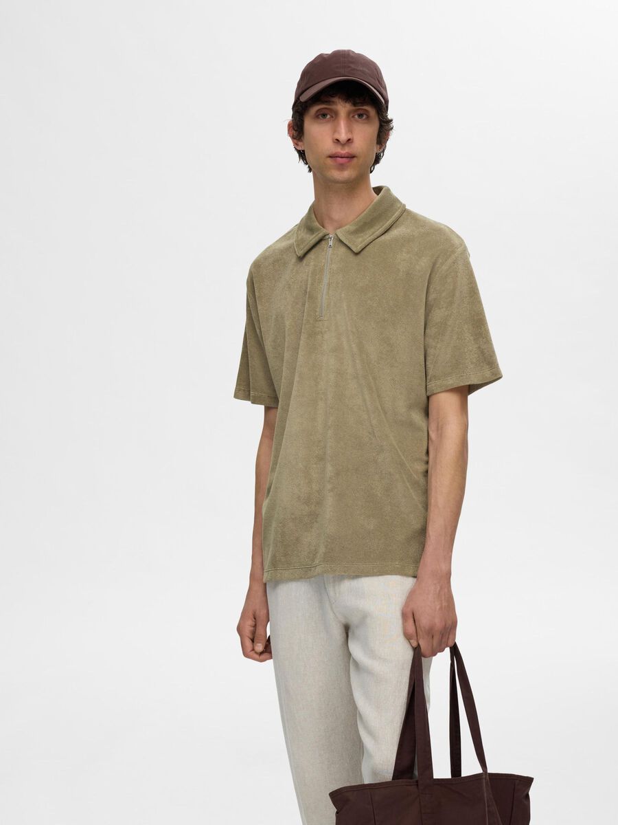 Selected FROTTEE POLO SHIRT, Vetiver, highres - 16090761_Vetiver_003.jpg