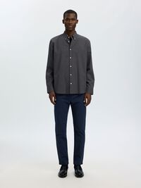 COTTON LONG SLEEVED SHIRT, Dark Grey Melange, highres