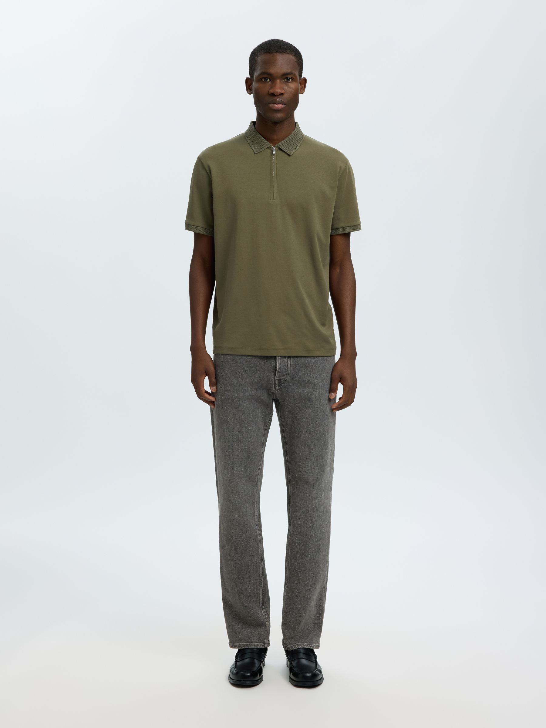 ZIPPER KNITTED POLO SHIRT, Kalamata, highres