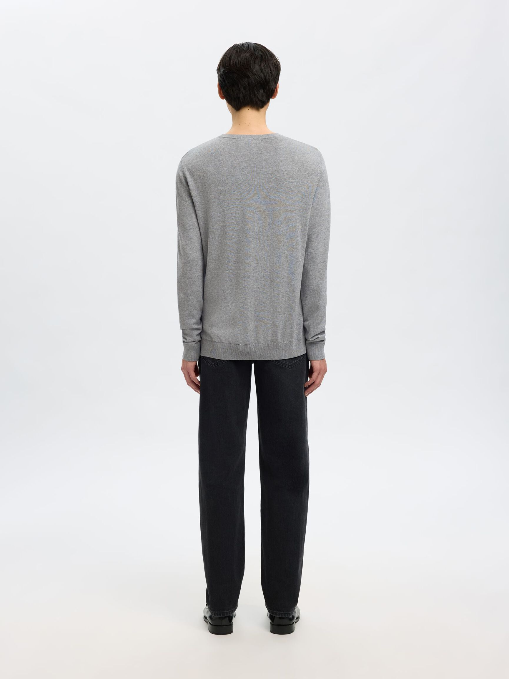 LONG-SLEEVED KNITTED JUMPER, Medium Grey Melange, highres