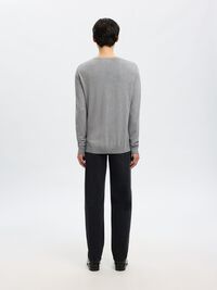 LONG-SLEEVED KNITTED JUMPER, Medium Grey Melange, highres