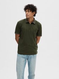 ZIPPER POLO SHIRT, Forest Night, highres