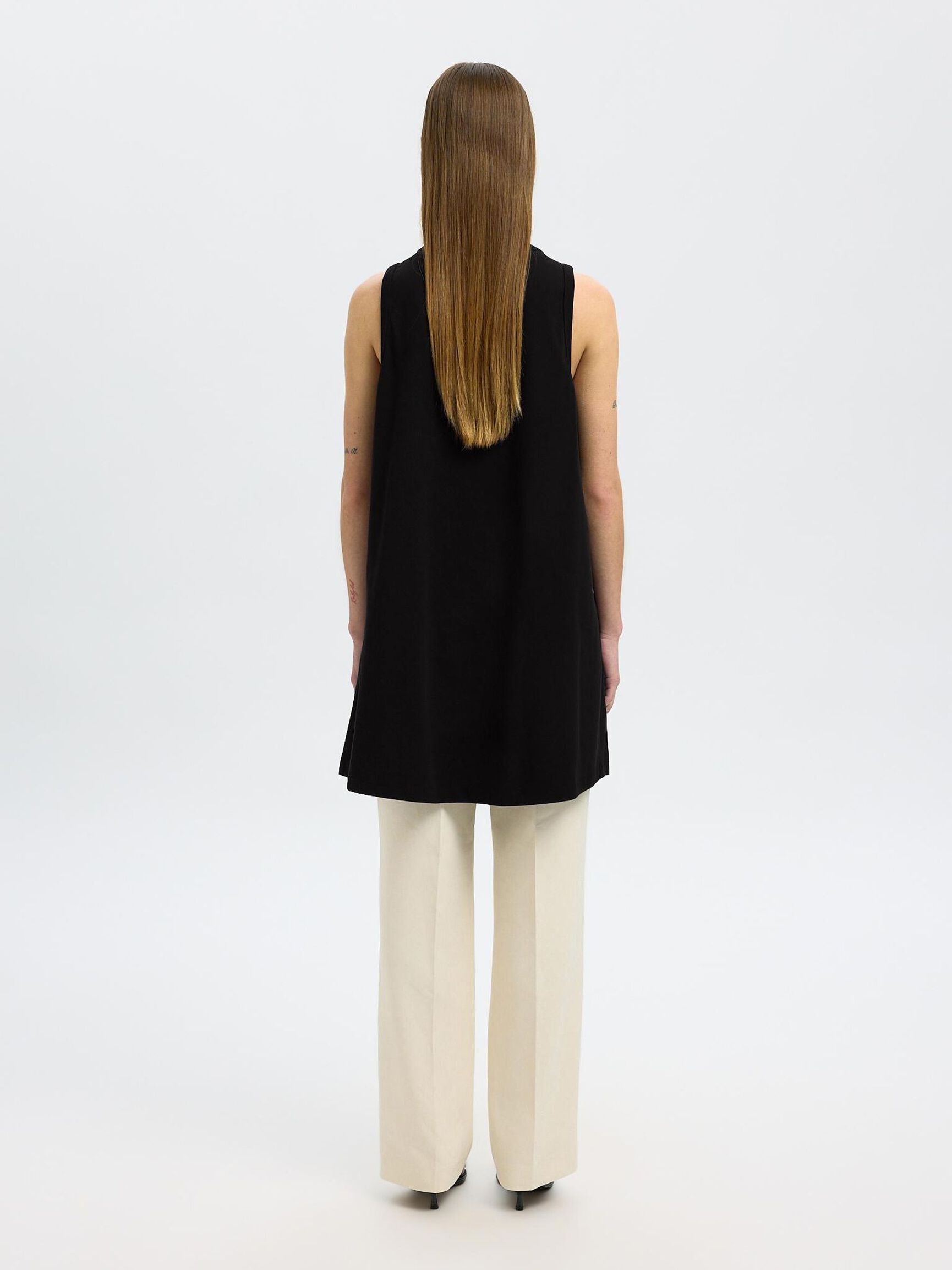 MINI SLEEVELESS DRESS, Black, highres