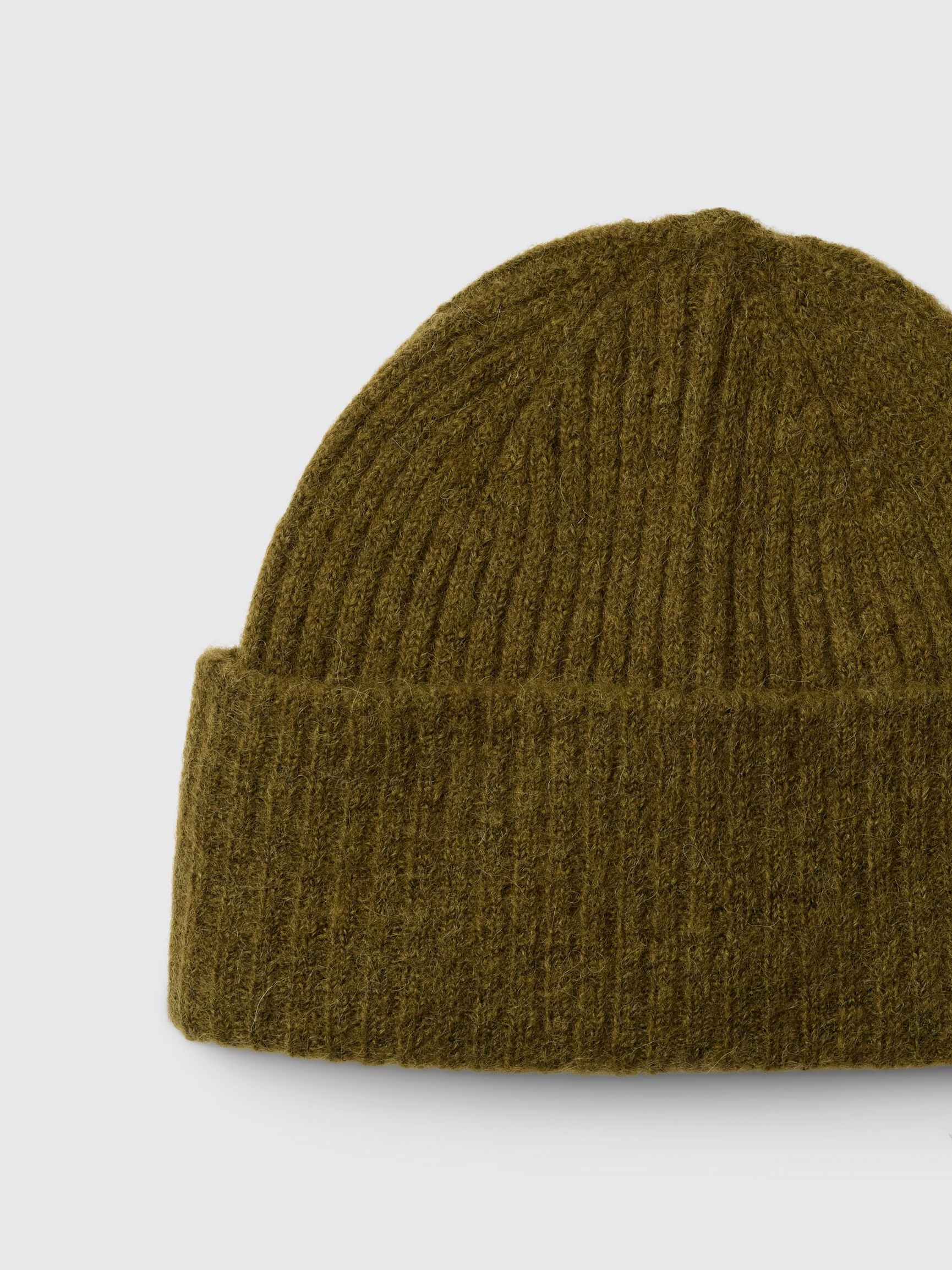WOOL BLEND BEANIE, Fir Green, highres