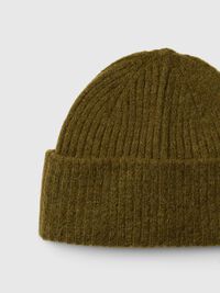 WOOL BLEND BEANIE, Fir Green, highres