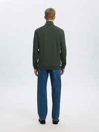 VISCOSE BLEND HALF ZIP SWEATSHIRT, Deep Forest, highres