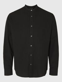 LANGARM LEINENMIX HEMD, Black, highres
