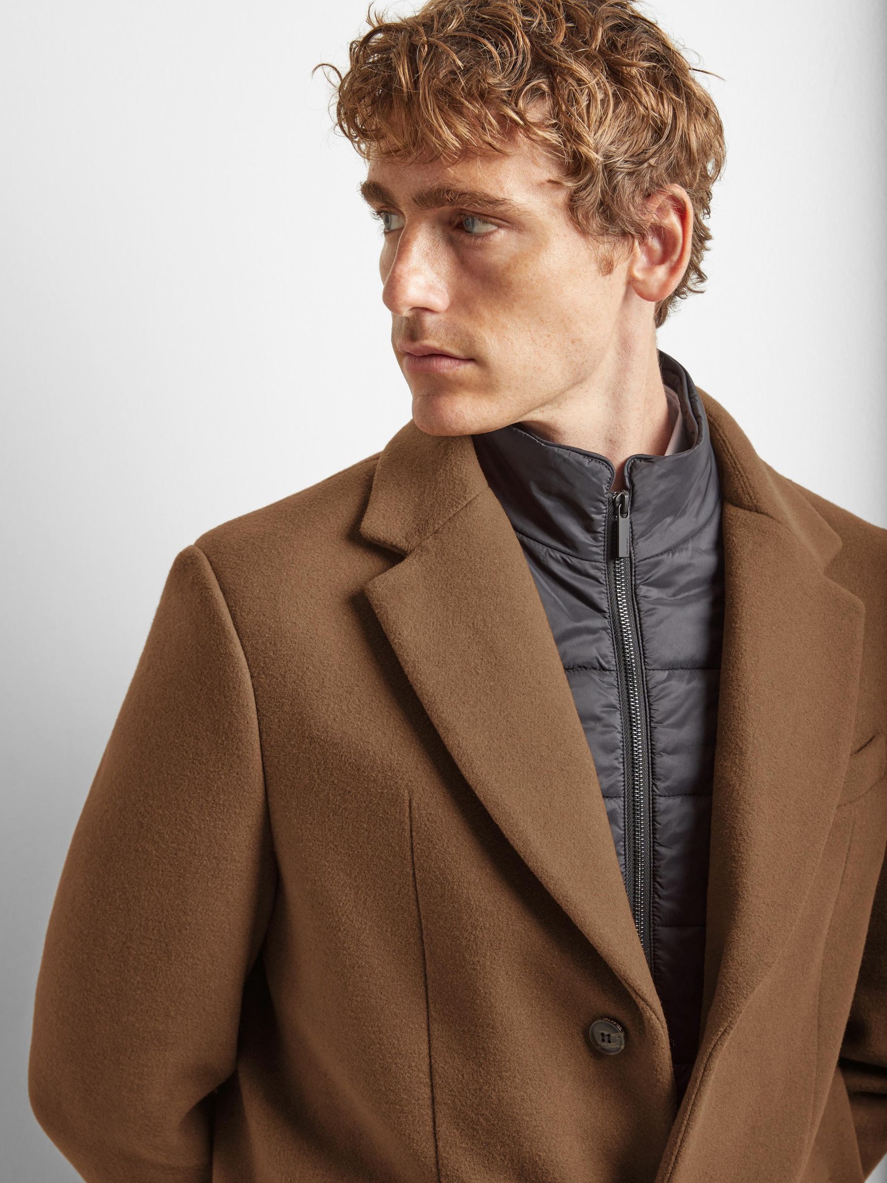 WOOL BLEND 2-IN-1 COAT, Camel, highres