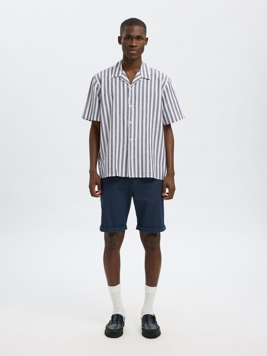Selected LINEN BLEND SHORT SLEEVED SHIRT, Sky Captain, highres - 16092978_SkyCaptain_1114178_005.jpg