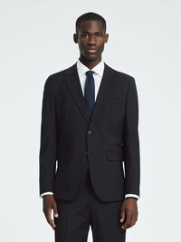 SLIM FIT WOOL BLEND BLAZER, Black, highres