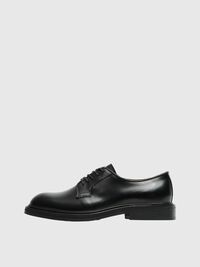 LEDER BLÜCHER-SCHUHE, Black, highres