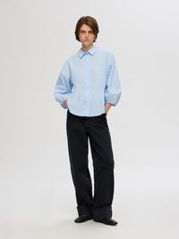 BAUMWOLL HEMD MIT 3/4 ÄRMELN, Cashmere Blue, highres