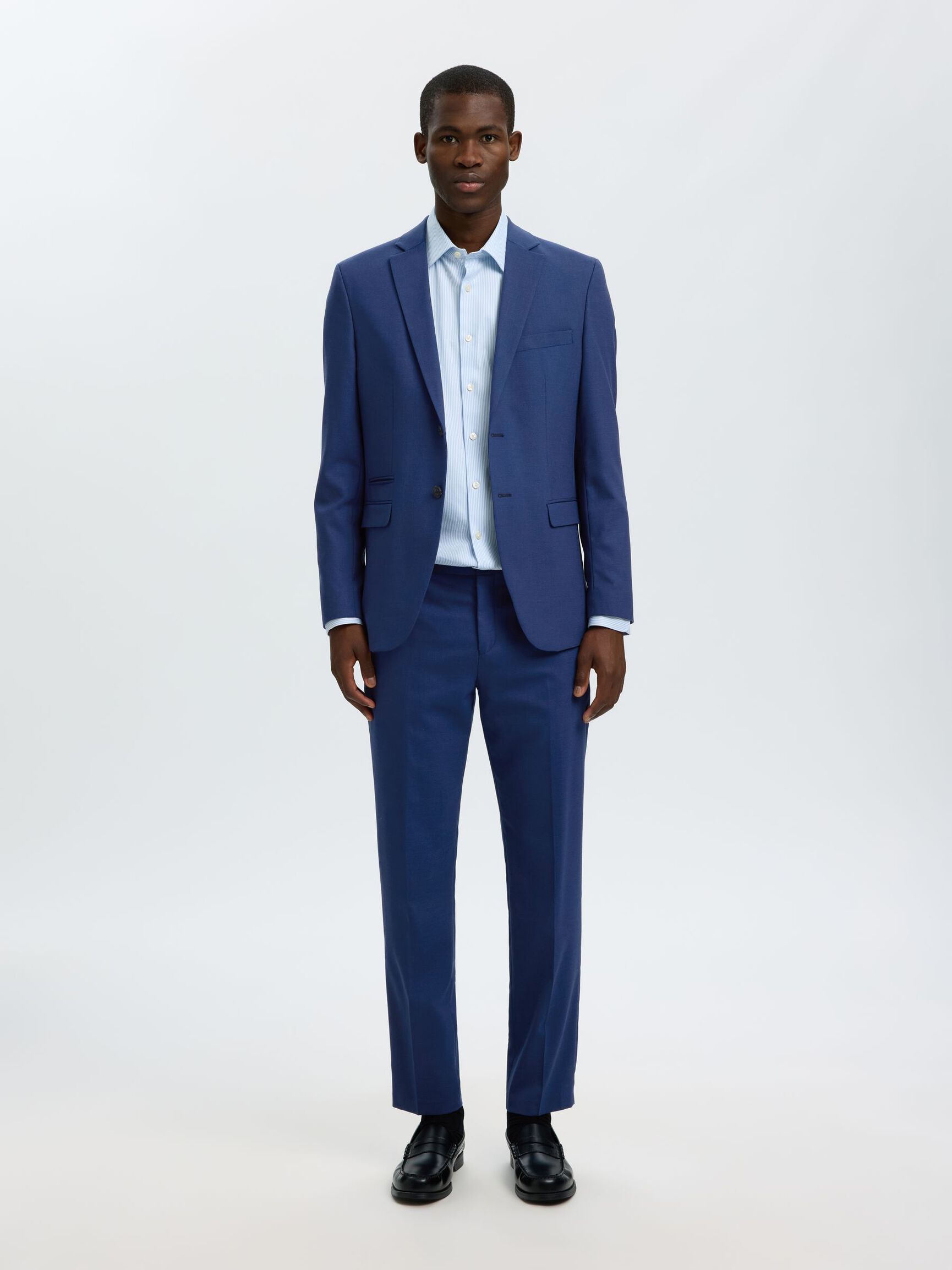 TISSÉ EN LAINE MÉLANGÉE PANTALON, Blue Depths, highres