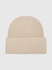 KNITTED BEANIE, Sandshell, highres