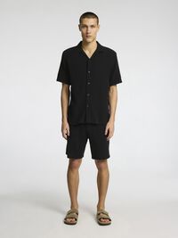 EN COTON RAYÉ SHORT, Black, highres