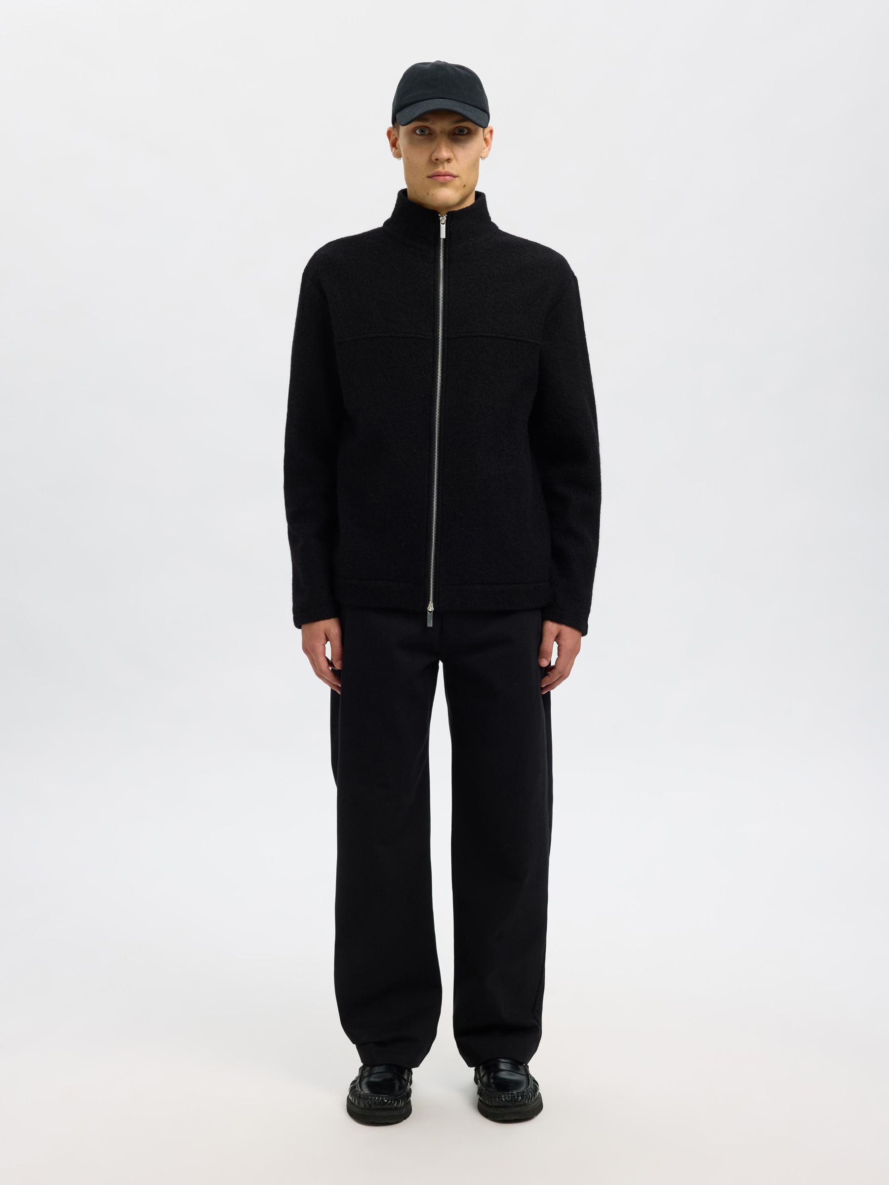 トップス yobiotop wool zip cardigan black 100% WOOL ZIP-FRONT