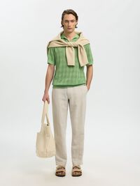 196 STRAIGHT FIT LINEN-BLEND TROUSERS, Pure Cashmere, highres