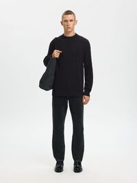 CABLE KNIT KNITTED JUMPER, Black, highres