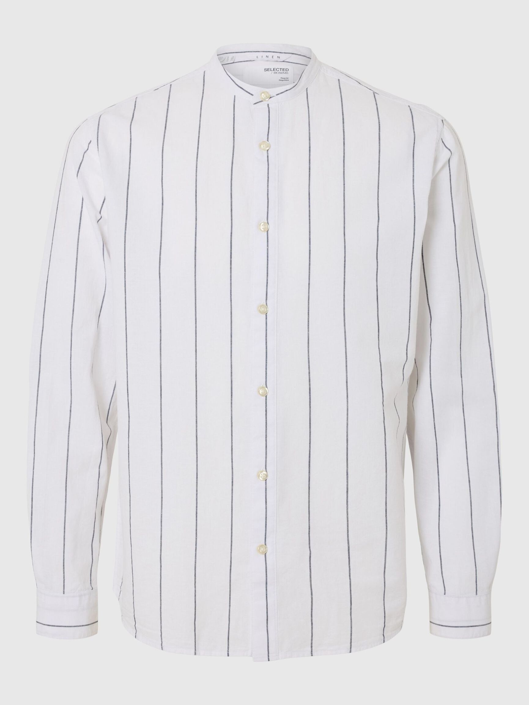 LONGSLEEVE LINNENMIX OVERHEMD, White, highres