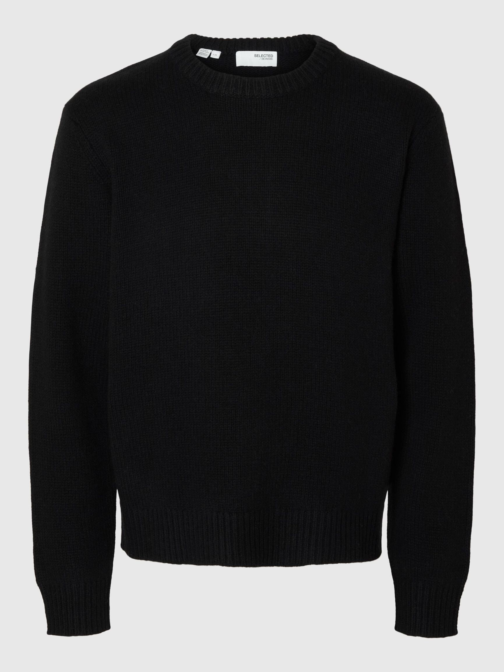 WOOL BLEND RELAXED FIT JUMPER, Black, highres